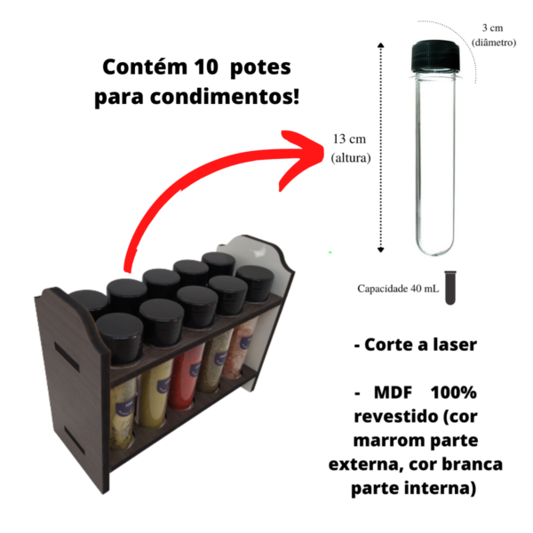 Porta temperos 10 potes MDF mesa - Imagem 2