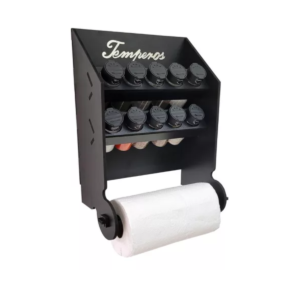 Porta Temperos Condimentos Com Porta Papel Toalha 10 Potes