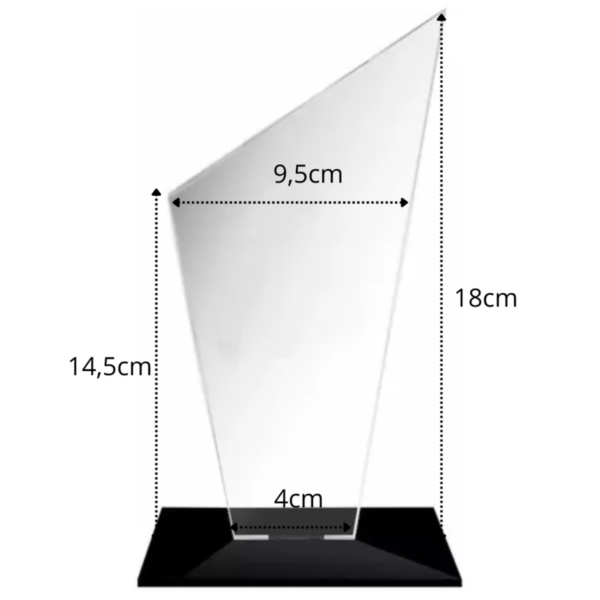 Kit 25 Troféu Ps Cristal 2mm 15cm Trapézio C/ Base Preta - Imagem 2