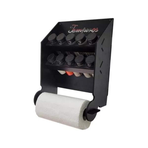 Porta Temperos Condimentos Com Porta Papel Toalha 10 Potes - Imagem 2
