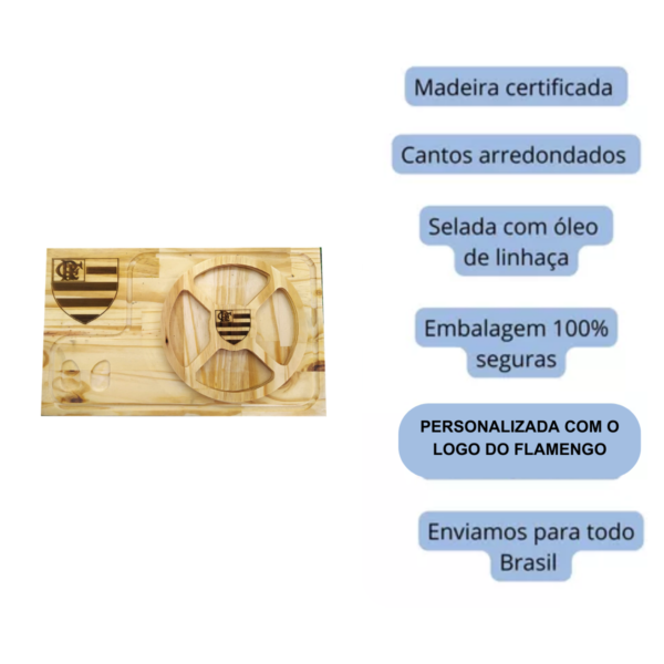 Tábua De Carne Churrasco Personalizada Com Canaleta Madeira Flamengo - Imagem 4